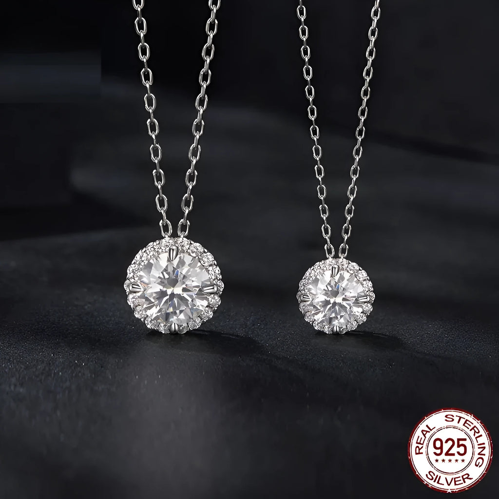 S925 silver clavicle chain necklace with adjustable 21-50cm length and electroplated silver finish on white background