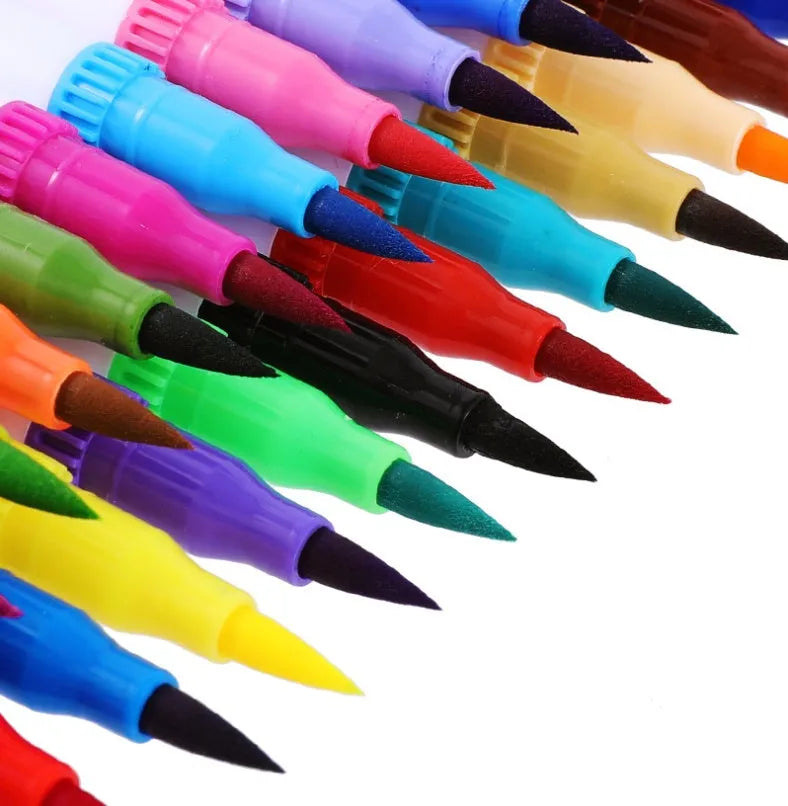 Watercolour pen sets in plastic cases showing 48, 60, 72, and 100 colour options for artists