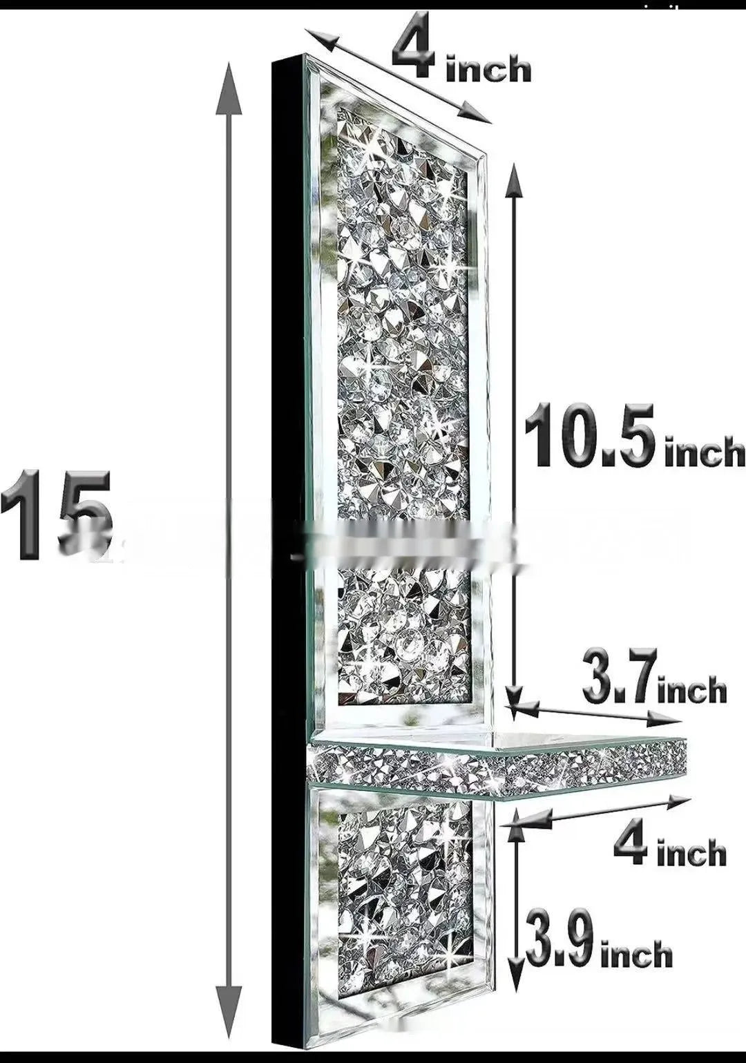 Pair of modern silver mirror glass wall-mounted candle holders, 38cm tall.