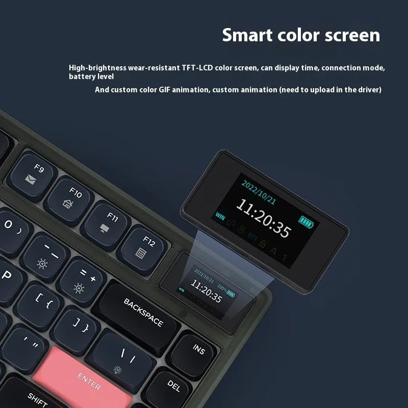 AJAZZ AK832PRO green 81-key mechanical keyboard with colour screen and RGB backlight