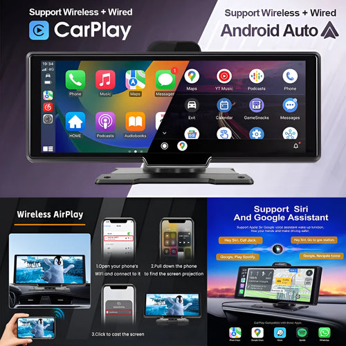10.26-inch dashboard car smart screen with wireless Carplay and front rear video recorder