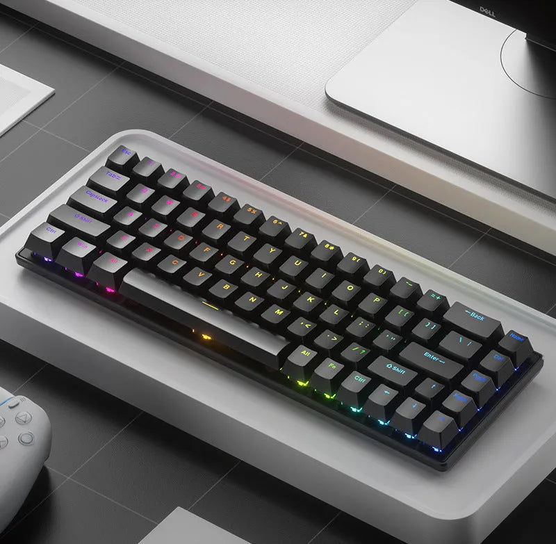 RGB light-emitting portable keypad with black and yellow colour scheme on white background