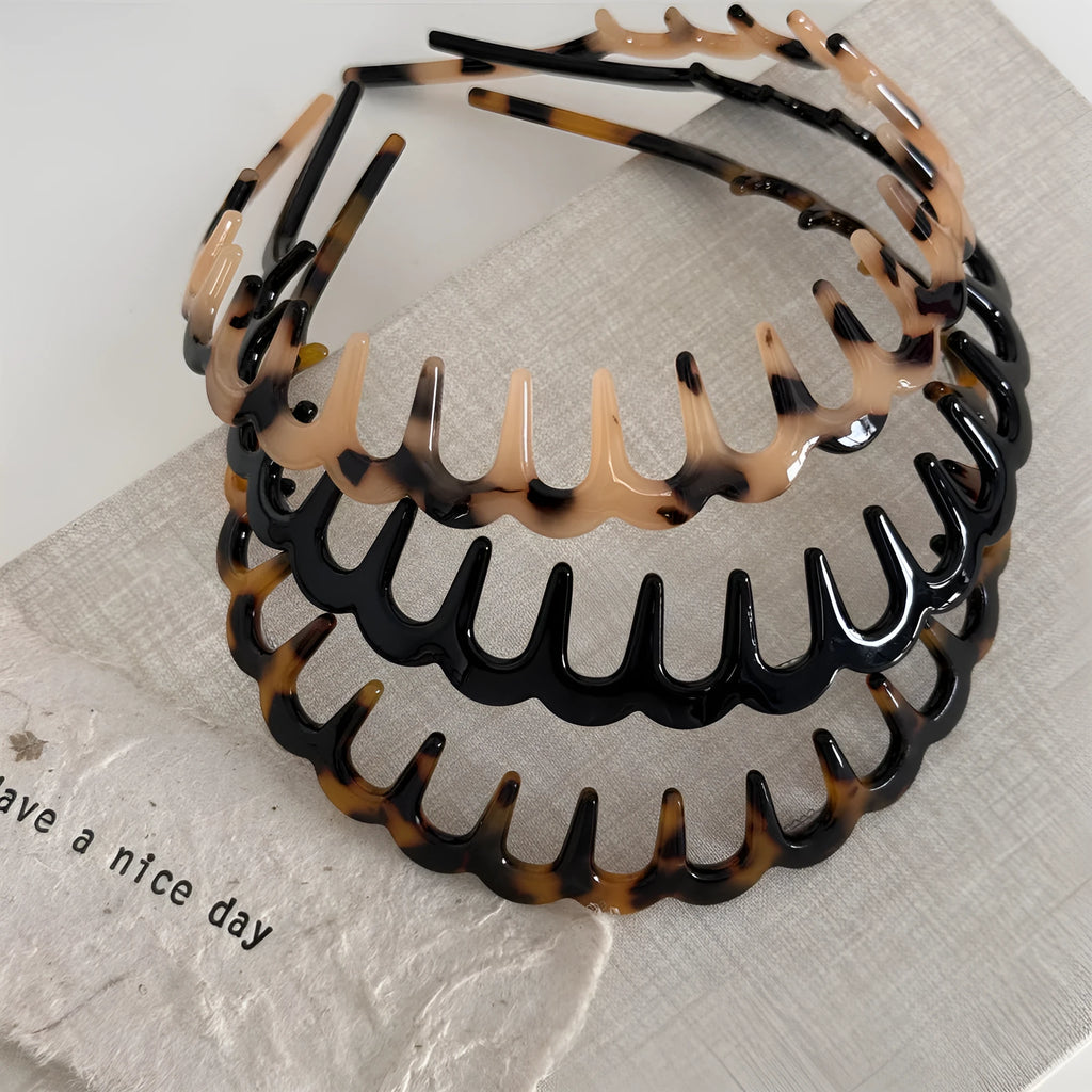 Acetate fibre non-slip toothed hair hoop in black for women Korean style