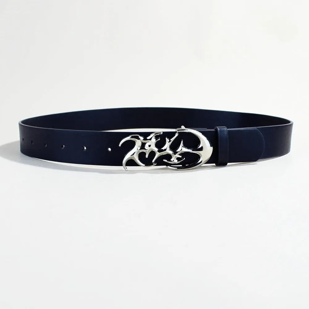 Men's casual PU leather belt with an alloy snap buckle, 105cm long and 3.3cm wide.