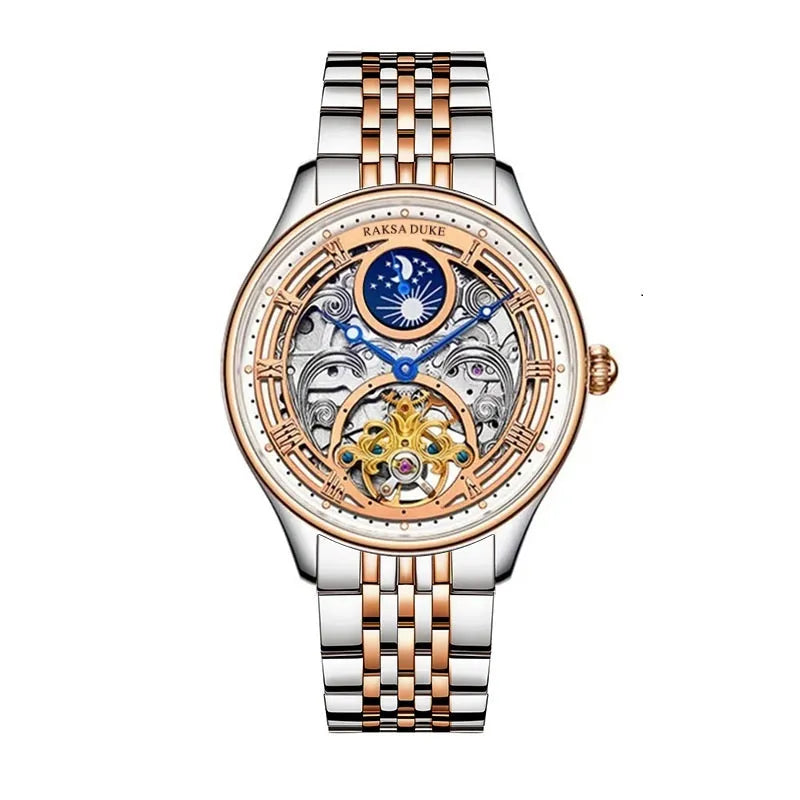 Men's business waterproof watch with stainless steel strap showing 16mm thickness case