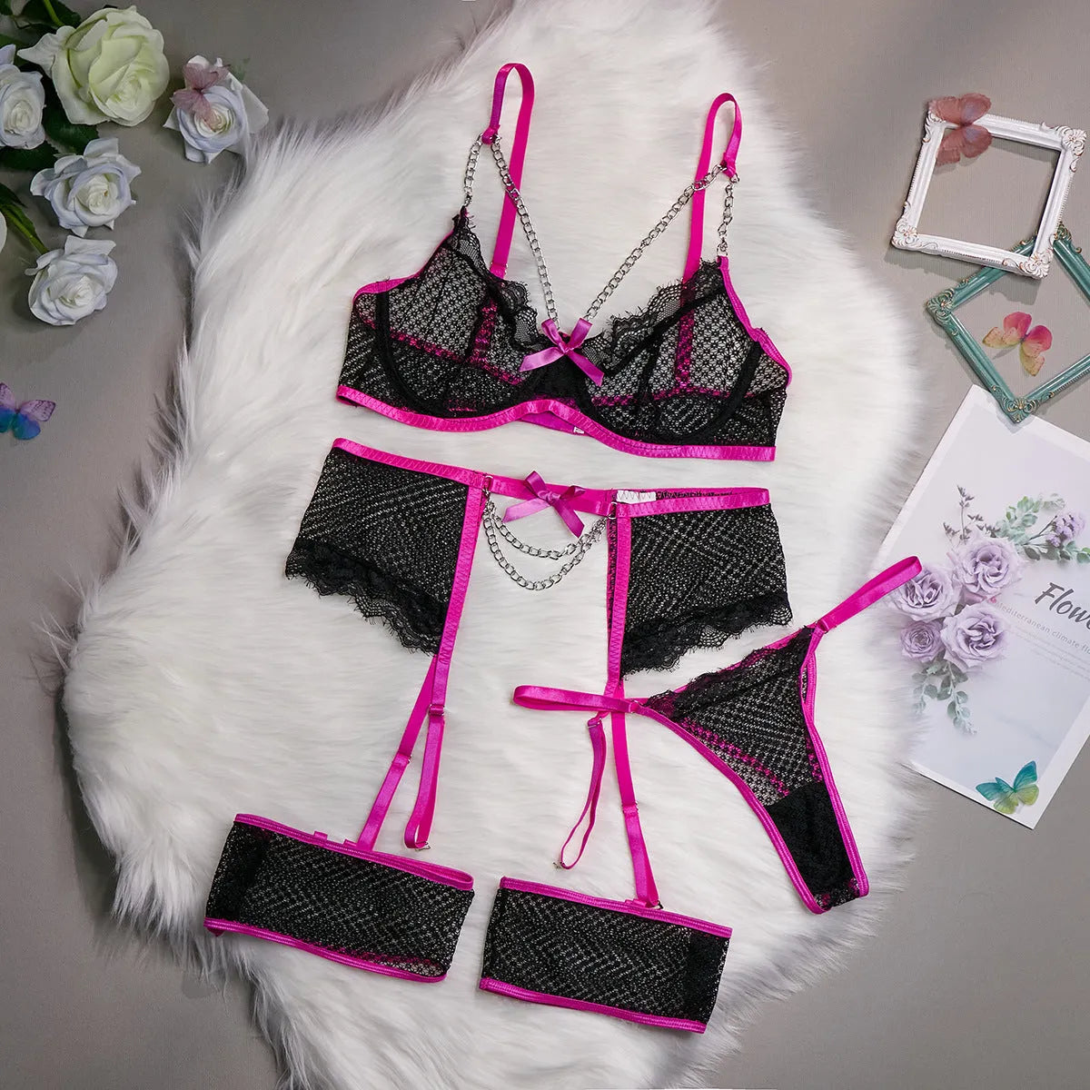 Women's low cut polyester underwear set in light pink, available in sizes S-XXXL