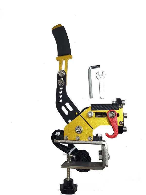 Black drift racing handbrake controller with clamp mount for Logitech and Thrustmaster racing wheels