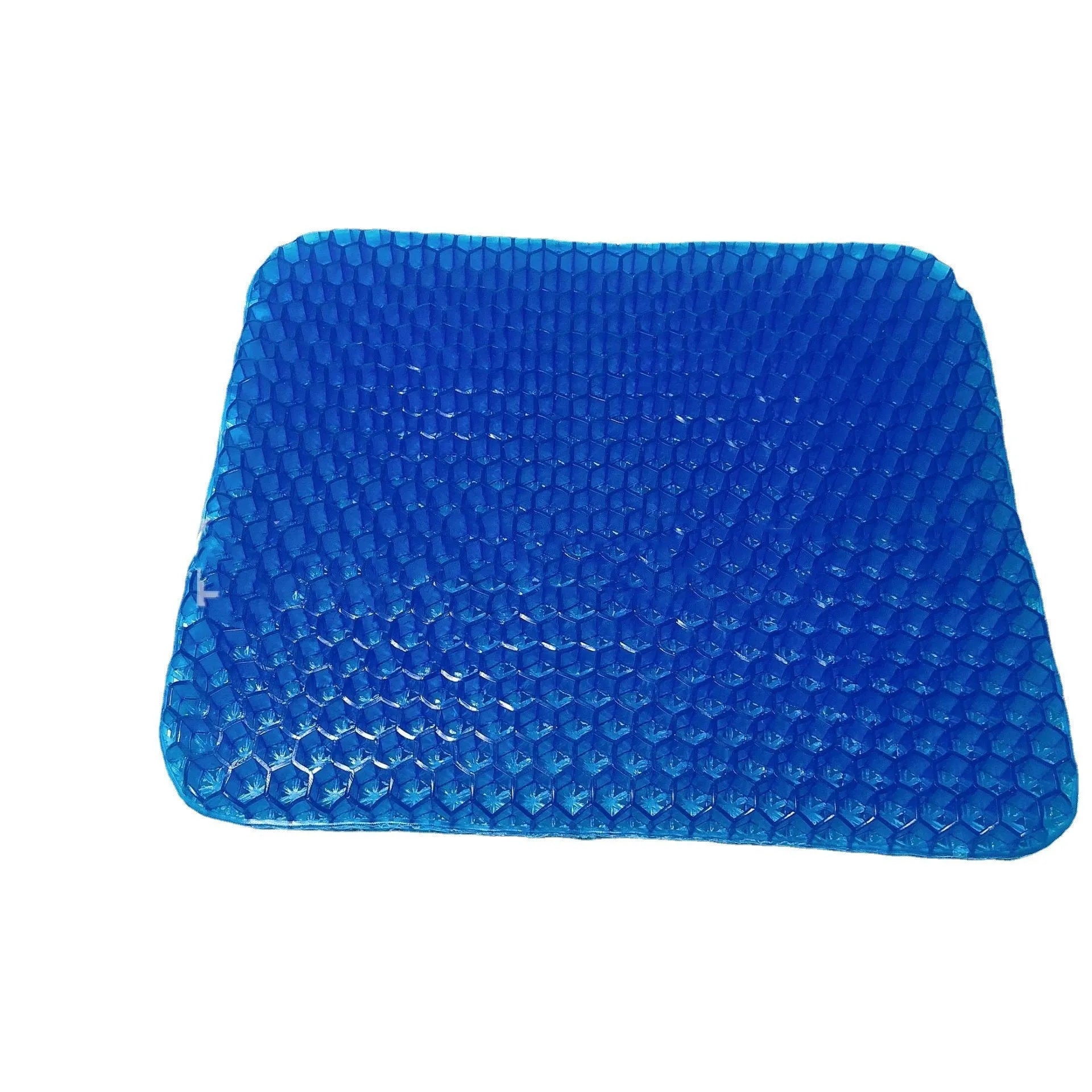 Square honeycomb-pattern gel seat cushion with a removable cover for pressure relief.