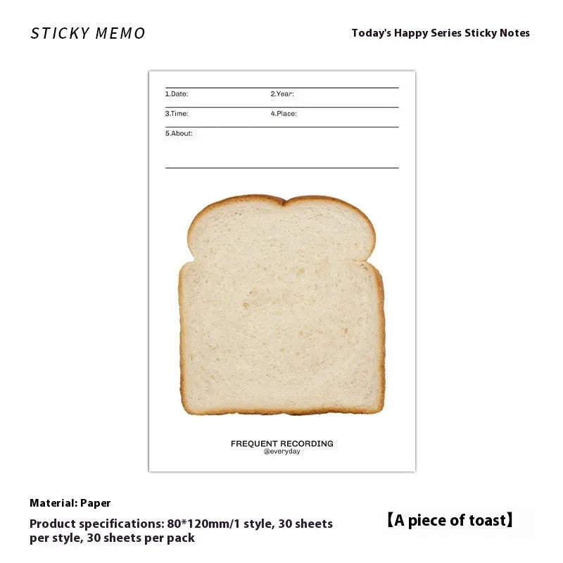 Today's Happy Series memo pad in a choice of colours, showing 120x80mm size and 30 non-adhesive pages.