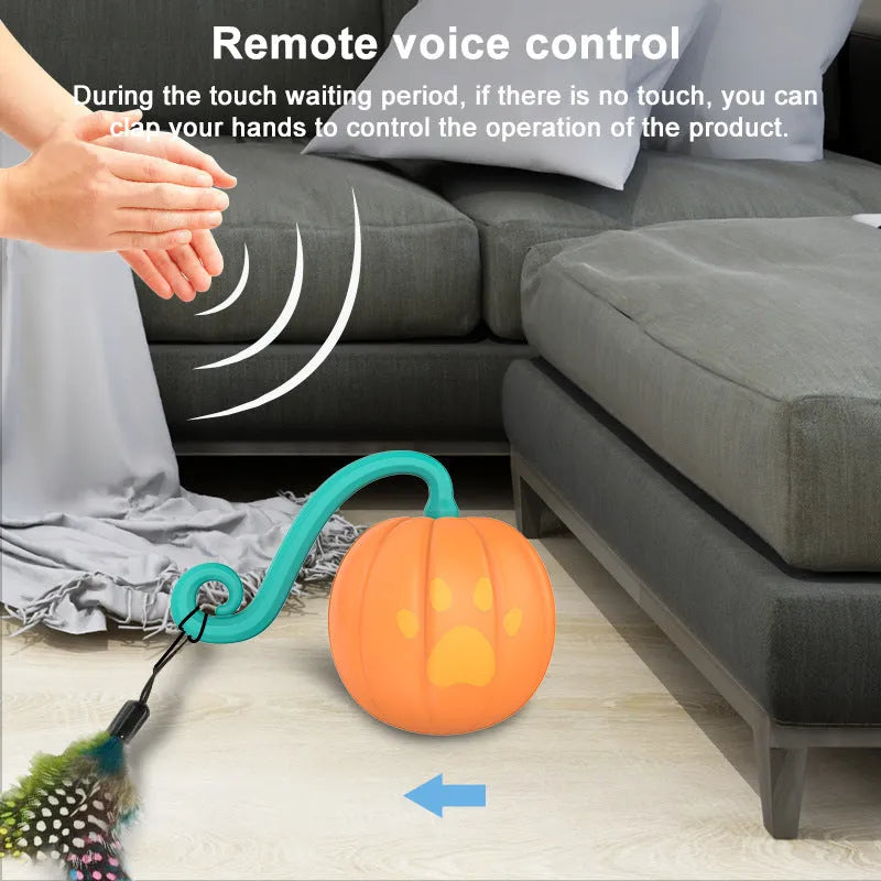 Electric luminous cat teasing ball toy in watermelon green colour with automatic movement