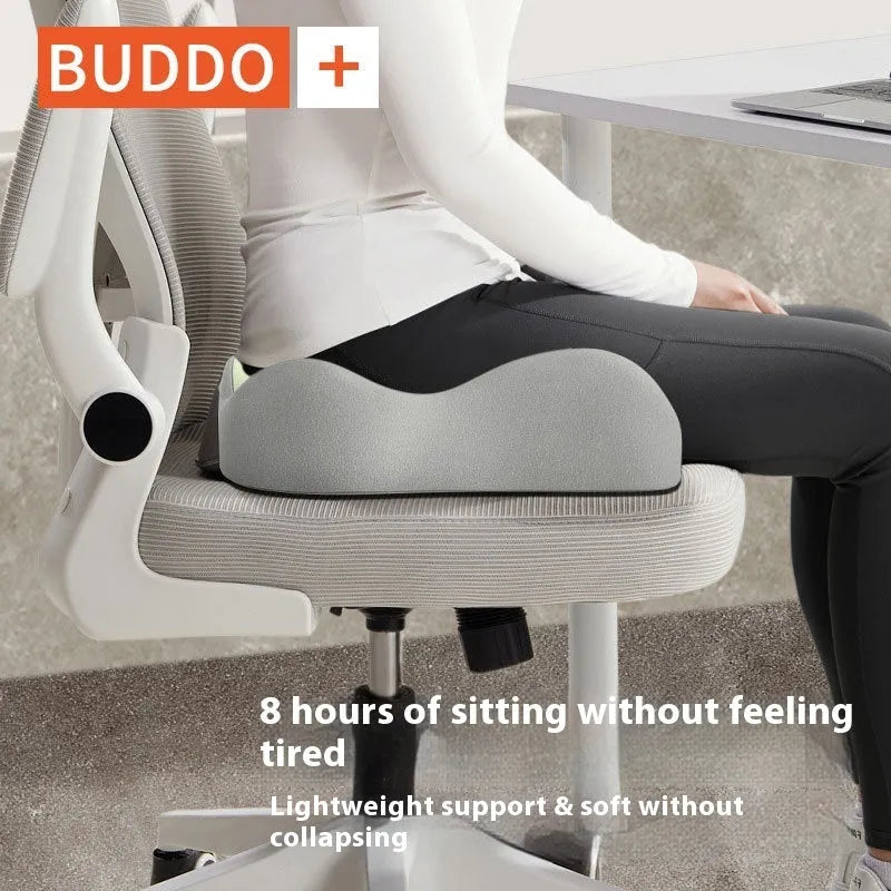 A solid-colour memory foam waist rest seat cushion for office chair back support.