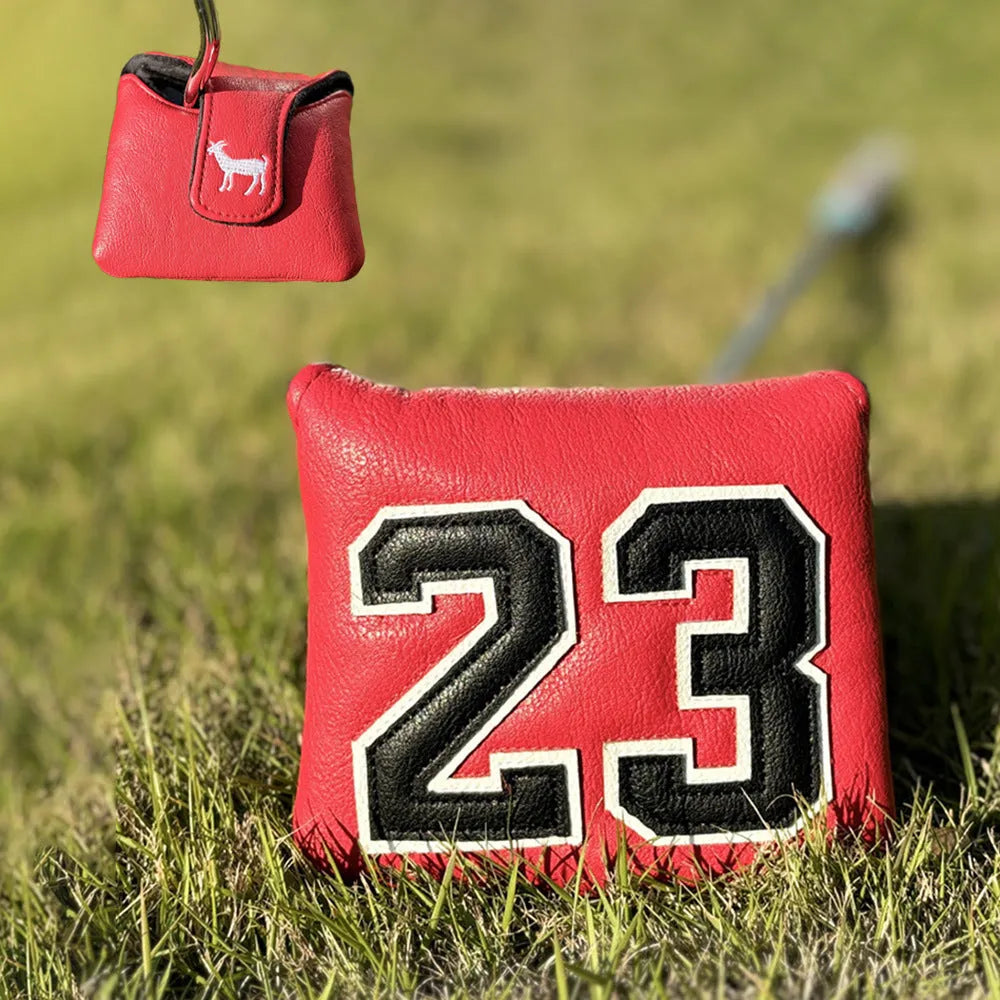 Set of four PU golf club head cover sleeves in assorted colours for fairway woods and putter.