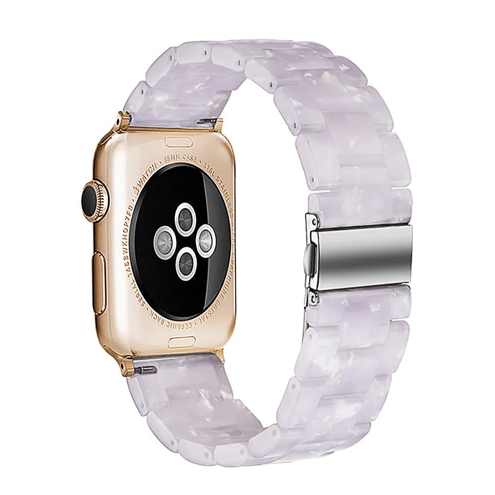 Slim resin watch strap for Apple Watch in Army Green colour with buckle closure