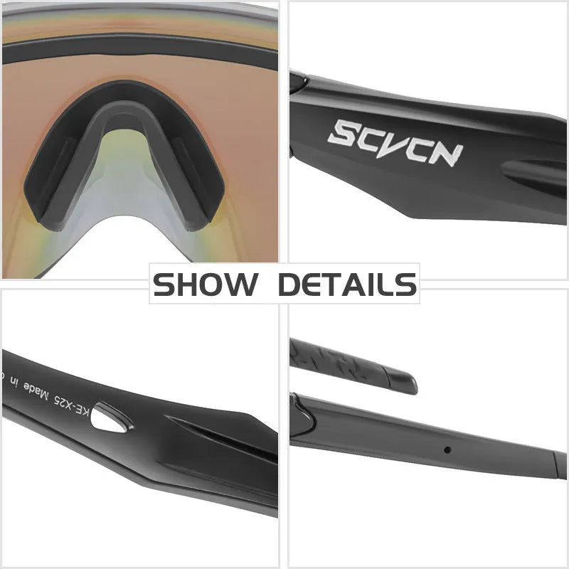 Frameless athletic sports glasses with integrated colourful lens in windproof design