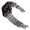 Stainless steel mesh detachable metal watch strap for iWatch in black finish with metal clasp