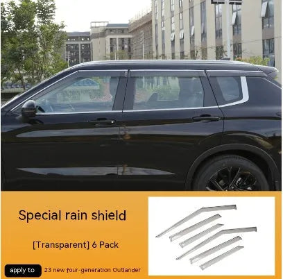 23 new Outlander window deflectors in Black Warrior and translucent finishes for rain protection