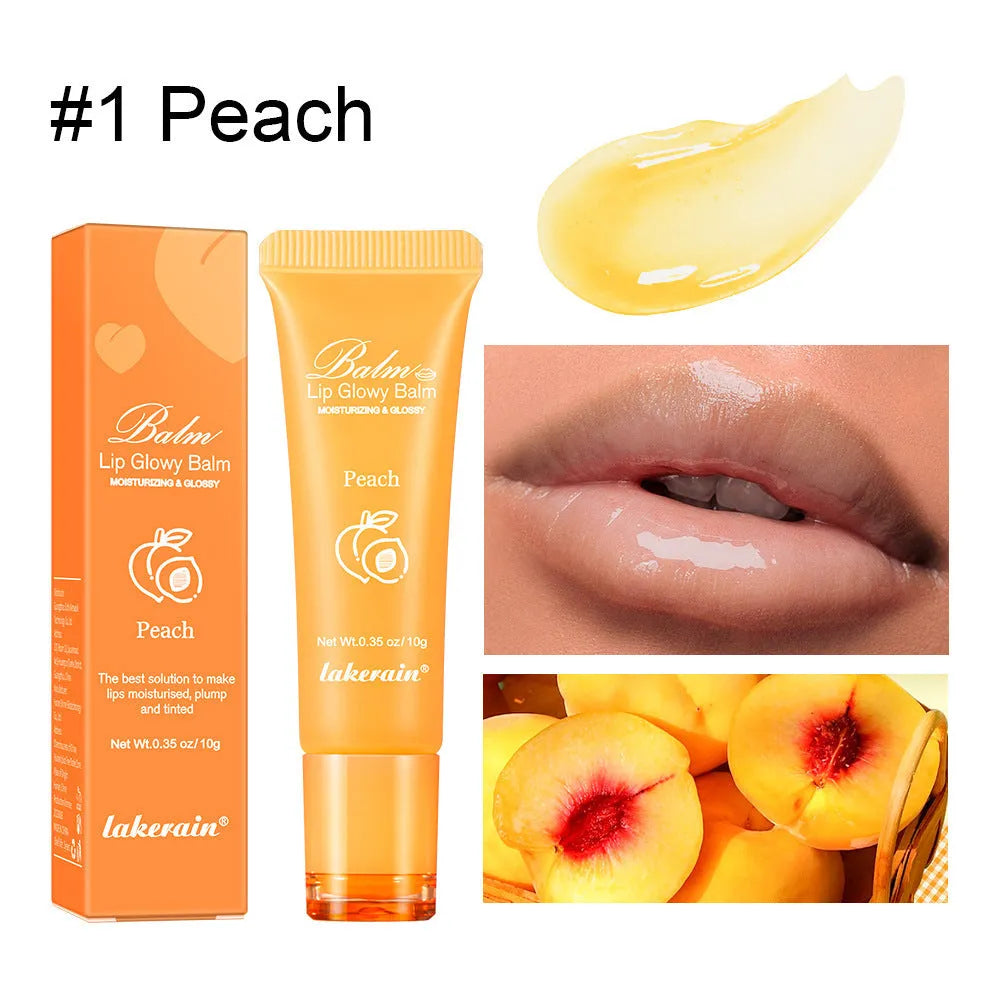 Women's natural finish lip gloss in choice of berry, grape, grapefruit, and yellow peach flavours.