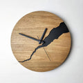 Modern wooden wall clock with crack design pattern in five colour options