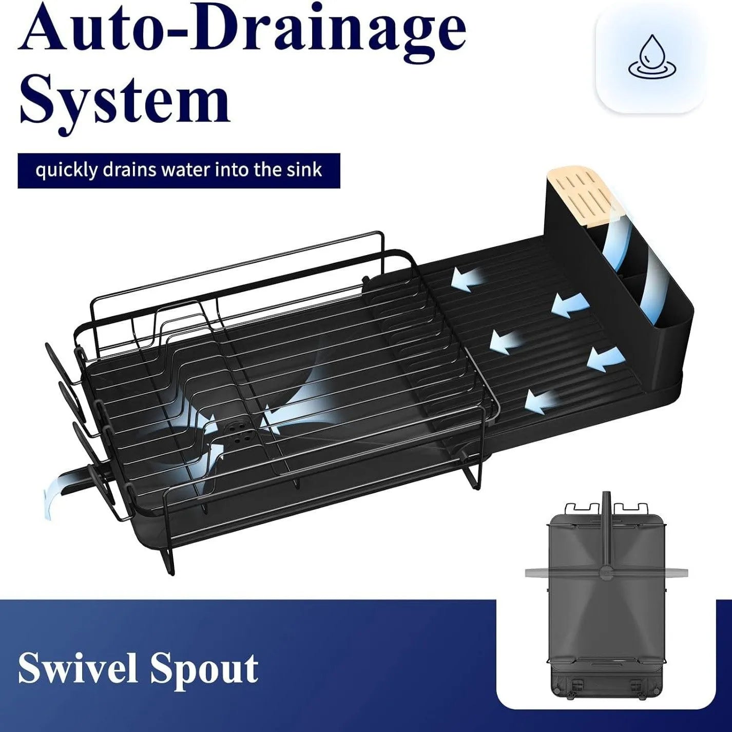 Retractable foldable carbon steel dish drain rack for cutlery knives forks and cups