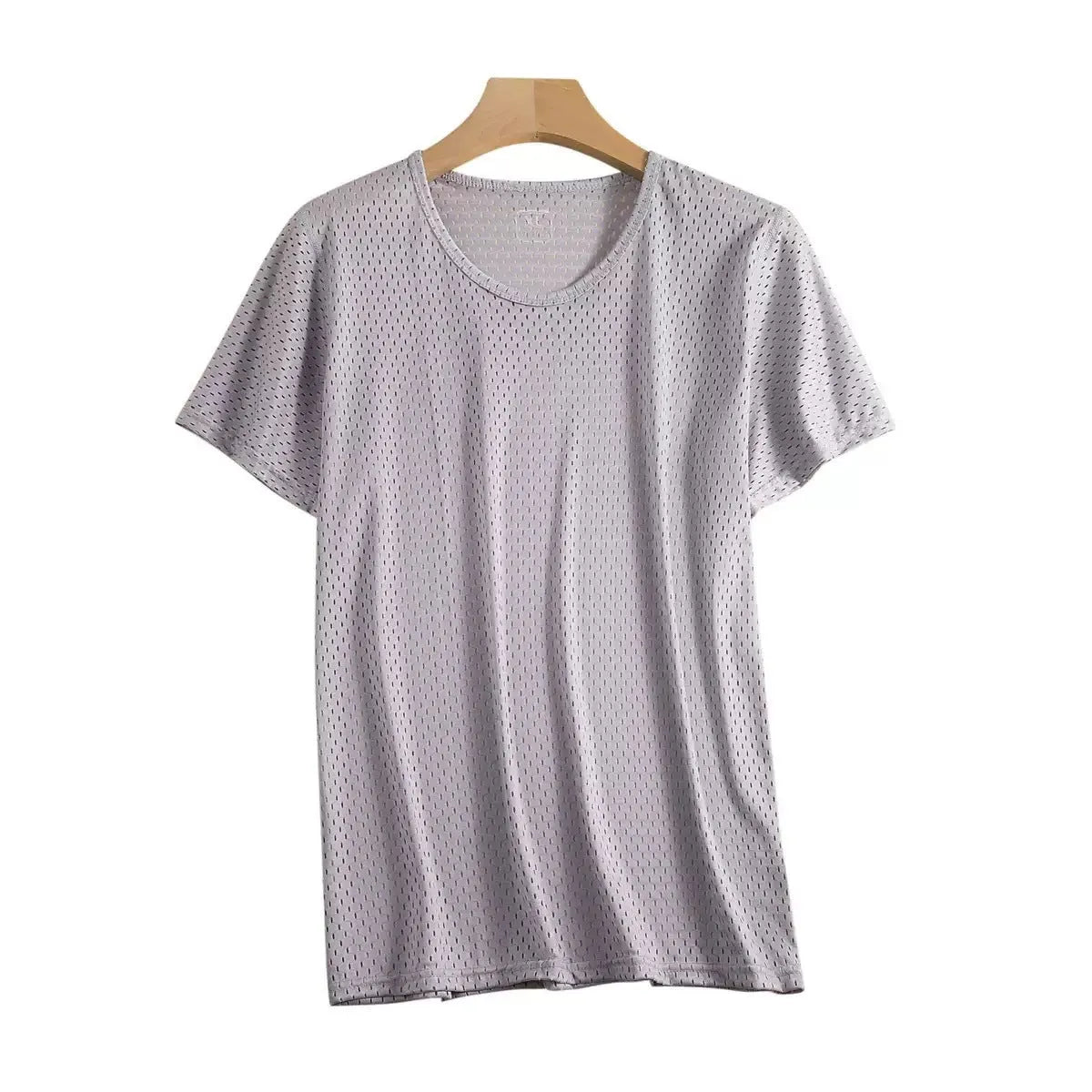 Men's ice silk short sleeve t-shirt in a solid colour showing loose fit and crew neck.