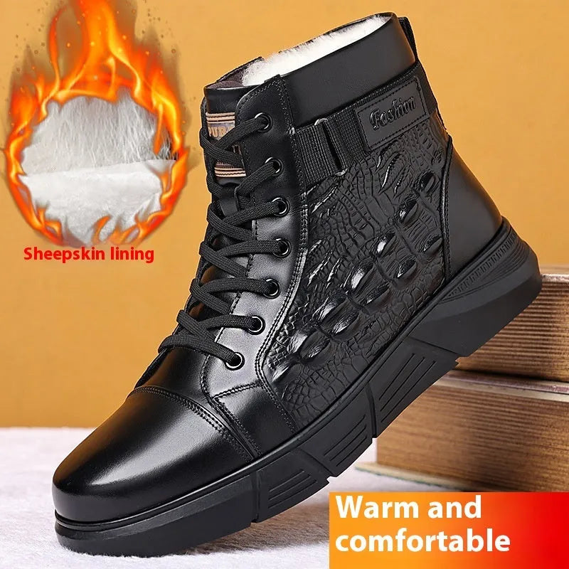 Women's black velvet winter boots with fur integration, round toe, lace-up front, and rubber sole.