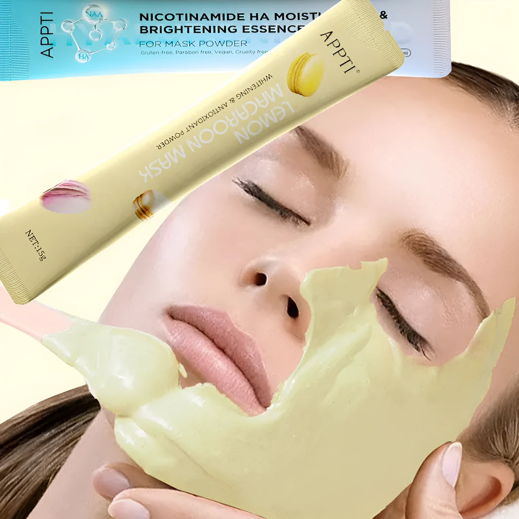 Peel off face mask powder with Vitamin C and Lemon Extract in a 15g pack, available in Lemon and Niacinamide colours