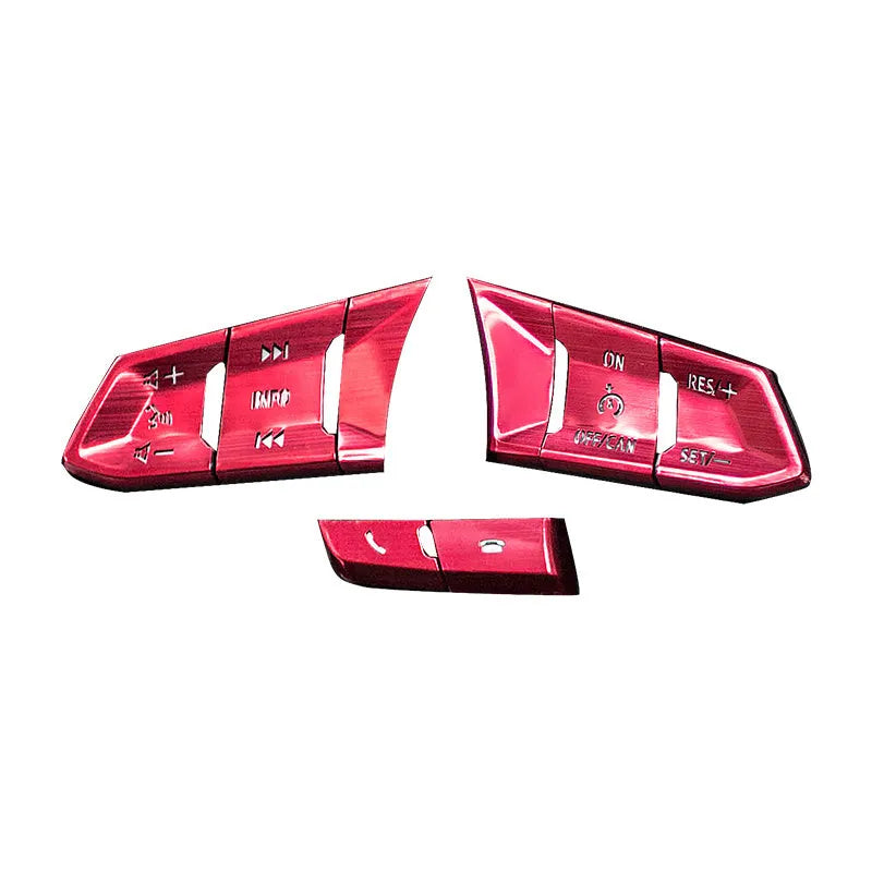 Aluminium alloy steering wheel button decorative stickers in brushed red silver blue colours