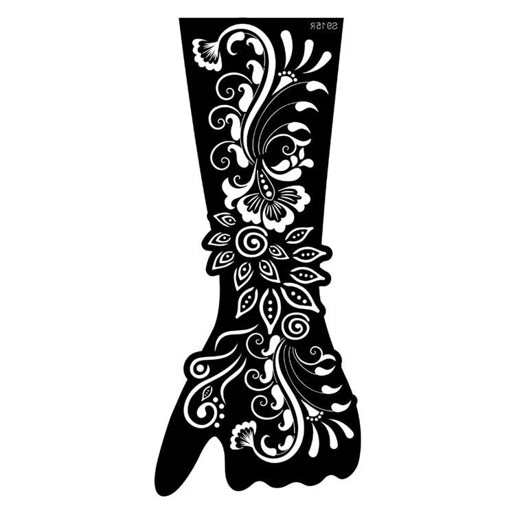 Geometric hollow template tattoo stickers showing intricate cut-out patterns for tattoo stencil applications