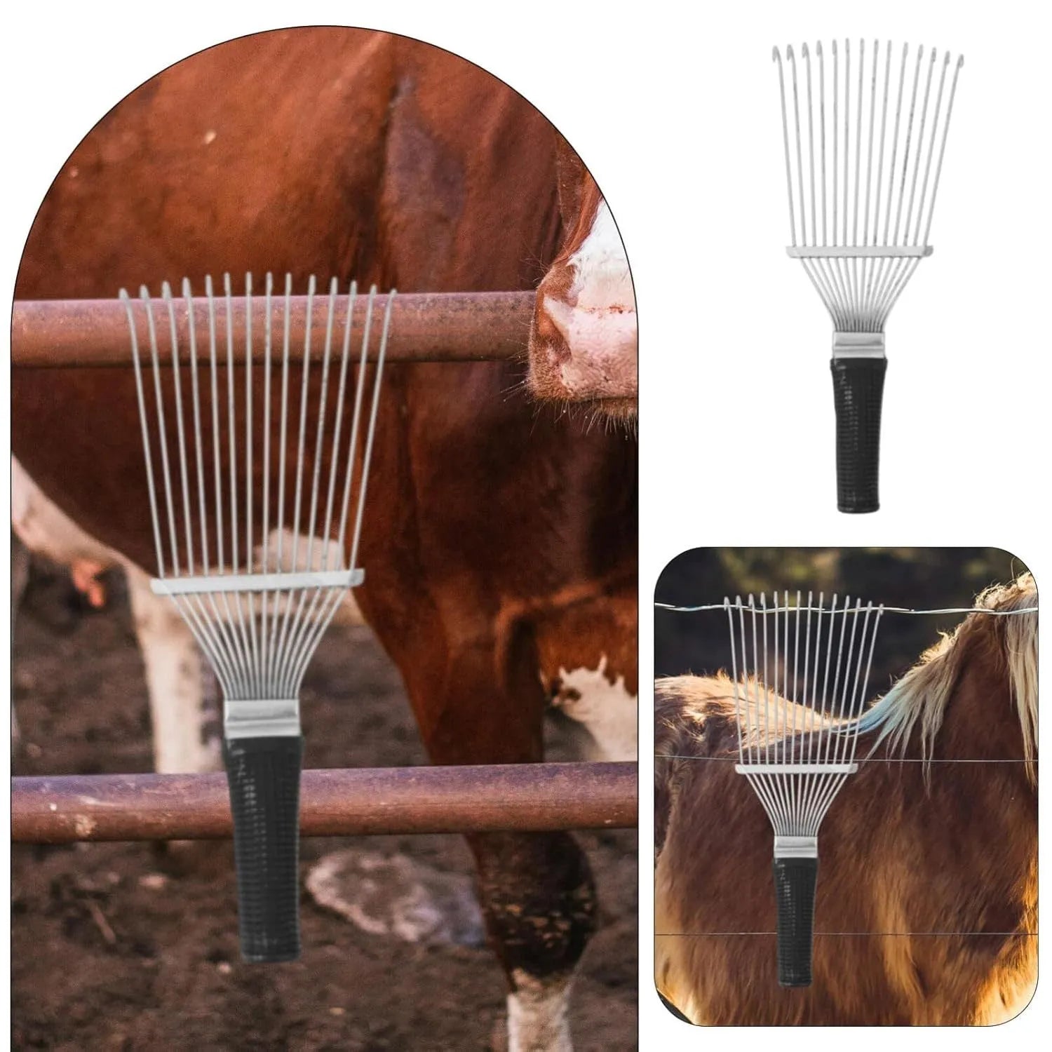 Stainless steel dematting brush with metal teeth for horse cattle dog grooming