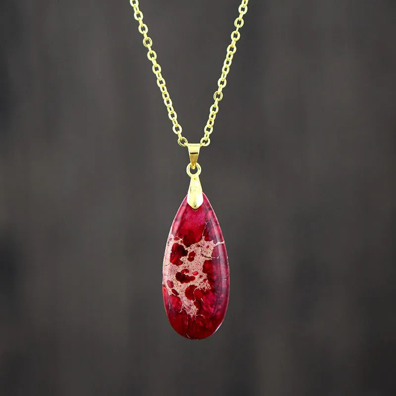 Jade pendant necklace with 18K gold-plated chain showing pendant design options