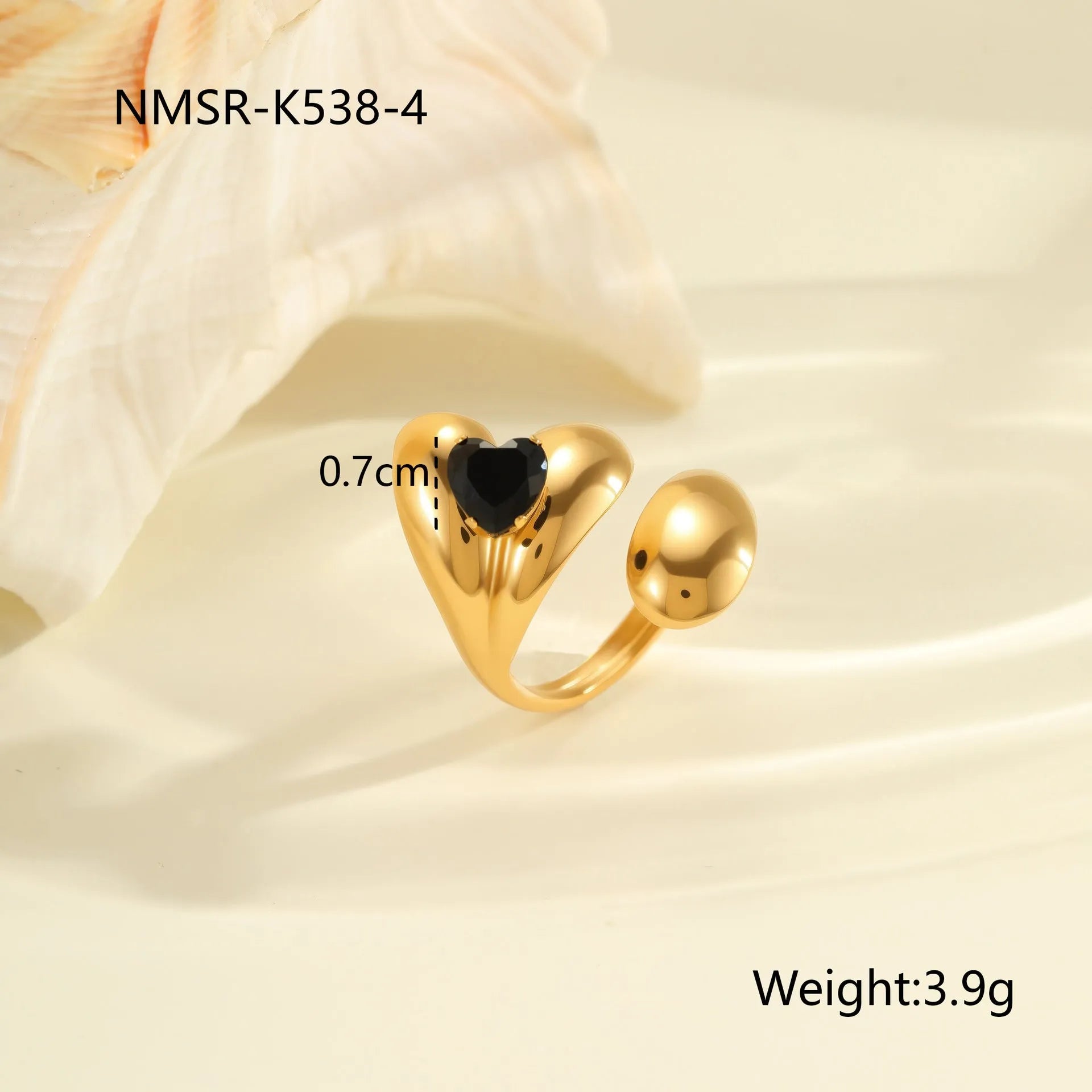 Adjustable open mouth titanium steel ring for women with inlaid zircon stones in a geometry design.