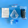 Transparent silicone CPAP breathing mask with headgear and dual elbow adapters