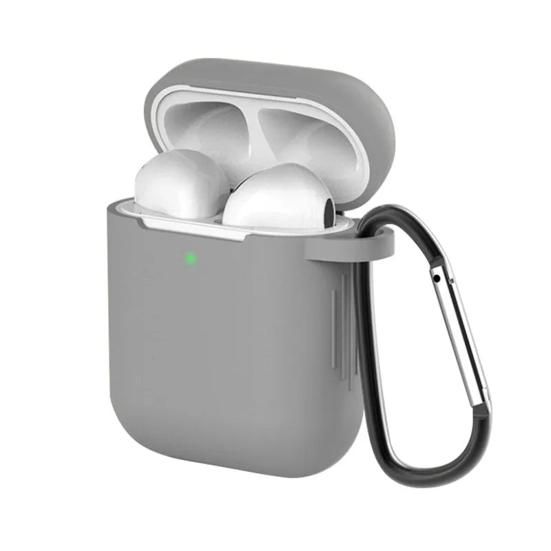 Liquid silicone clamshell cover for Apple AirPods first and second generation in multiple colours.