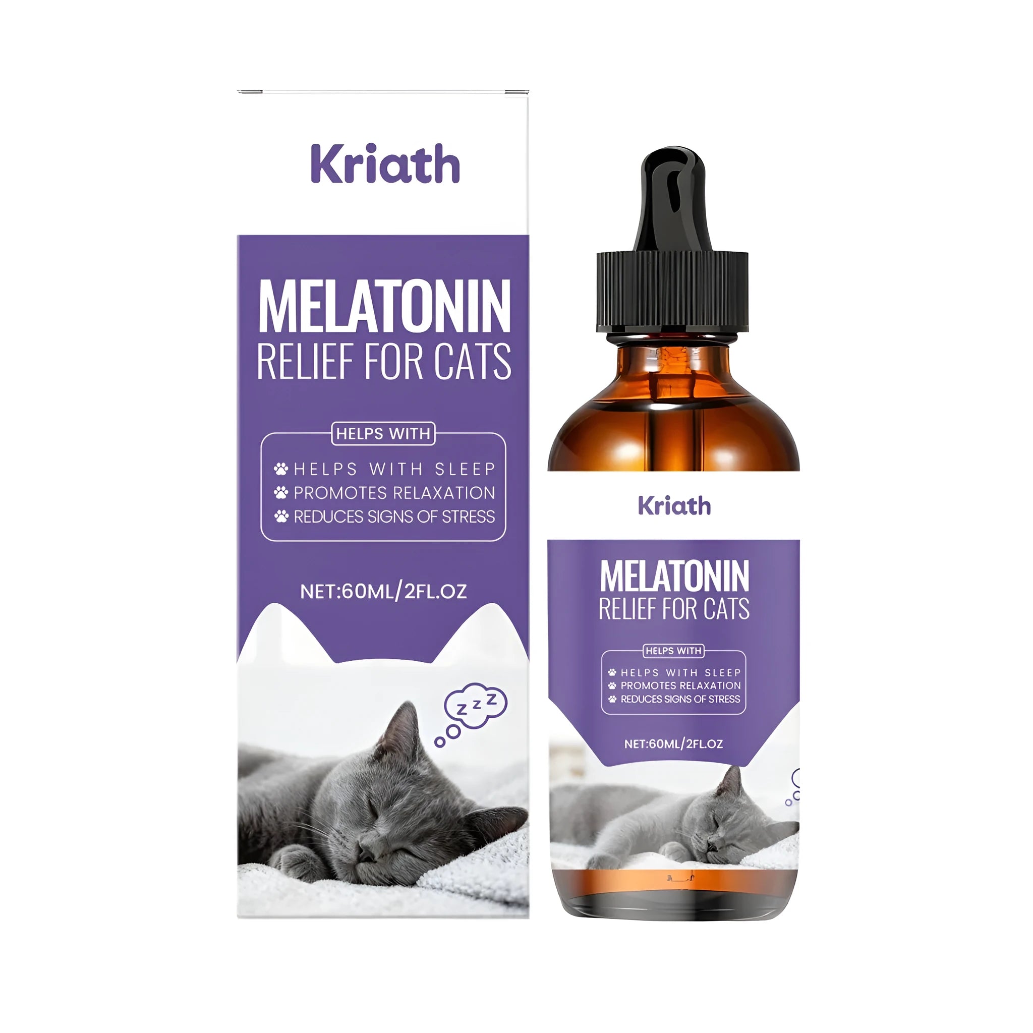 60ml bottle of dietary supplement melatonin drops with L-theanine, valeriana root, and ashwagandha