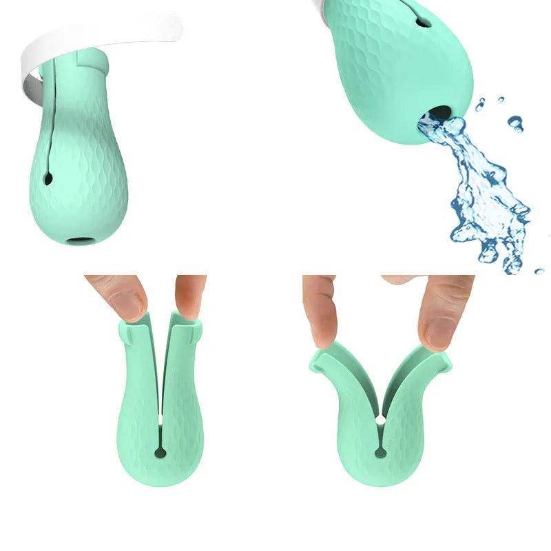 Set of four green silicone cat scratch protection gloves or foot covers.