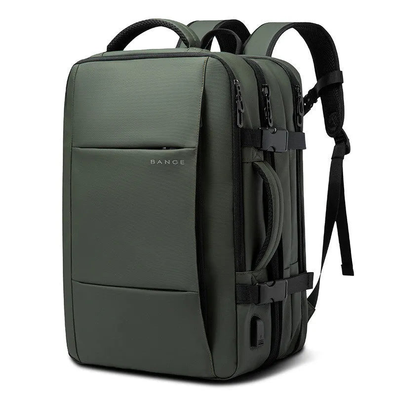 Foldable large capacity business backpack in waterproof Oxford cloth with curved shoulder straps and computer pocket