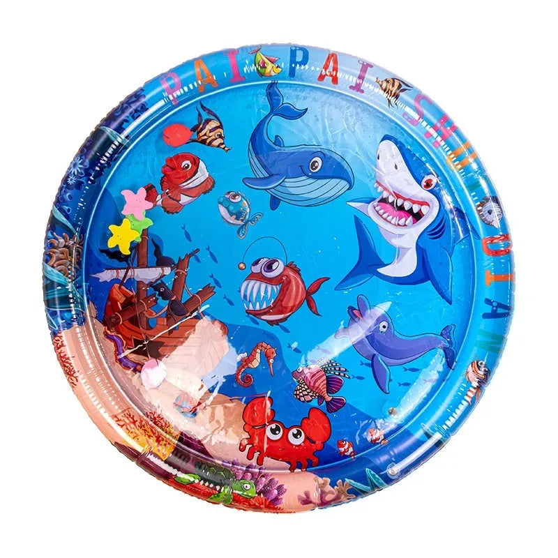 Inflatable PVC water cooling mat for pets on a blue background.