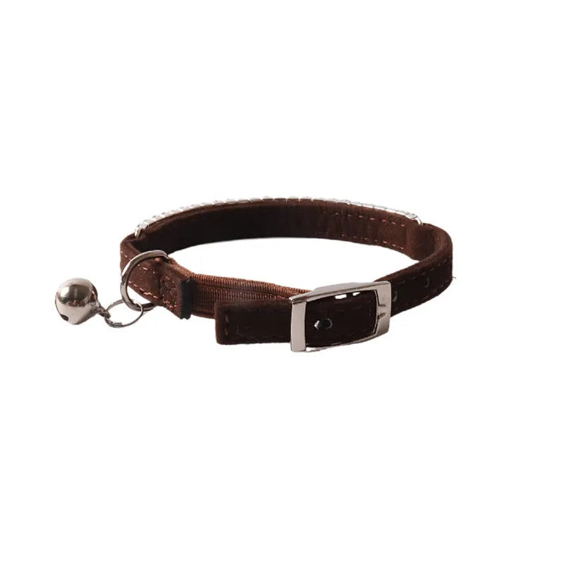 Flannel elastic buckle cat collar in six colour options including pink, black, and red