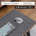 Oversized felt and cork office mouse mat showing black grey colour option on desk