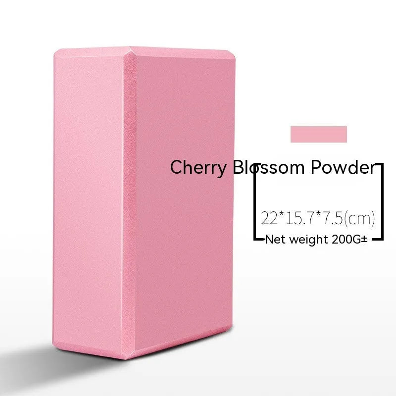 High-density EVA foam yoga block in assorted colours and prints, showing two thickness options for yoga and dance.