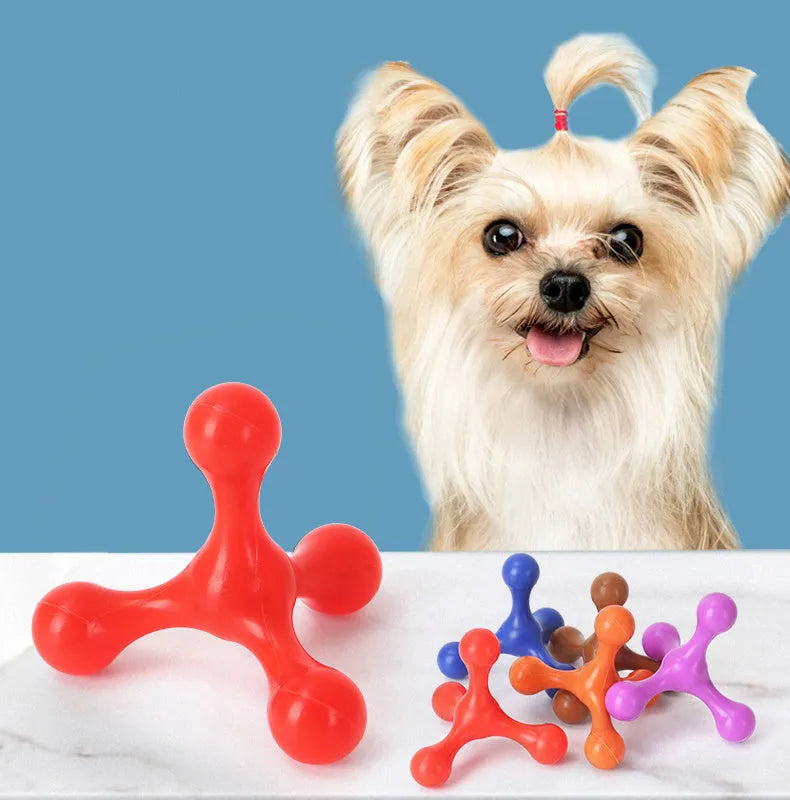 9.5cm beef-flavoured silicone chew toy for small dogs in blue, green, purple, red colours