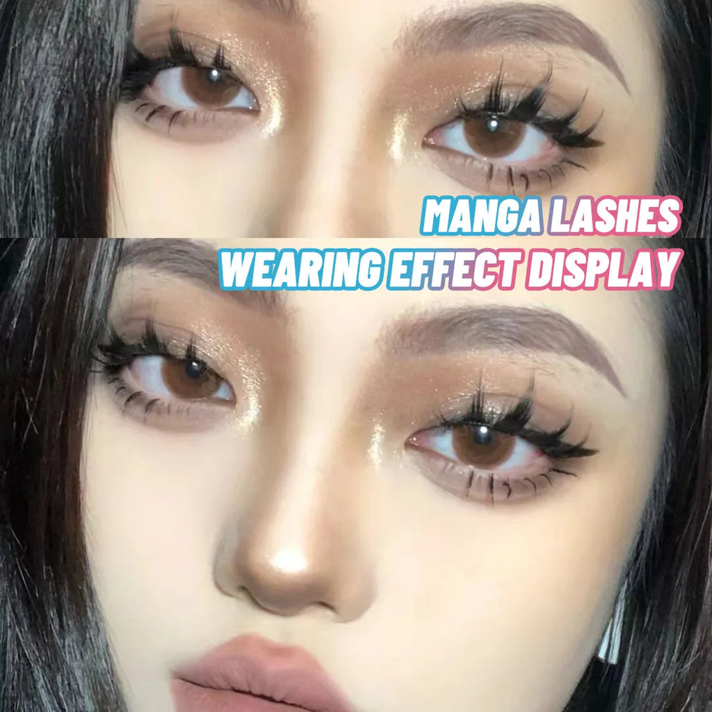 Manga false eyelashes set with three natural wispy styles for anime cosplay and Korean makeup