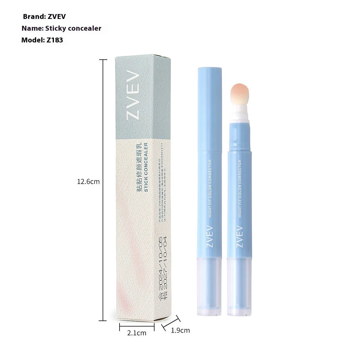 Concealer pen cream with sponge brush head applicator in choice of three colour classifications.