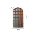 Terrace log colour wooden frame fake window wall mirror on a plain wall.