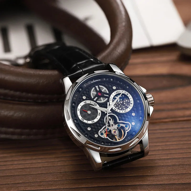 Men's automatic business watch with luminous markers and waterproof construction