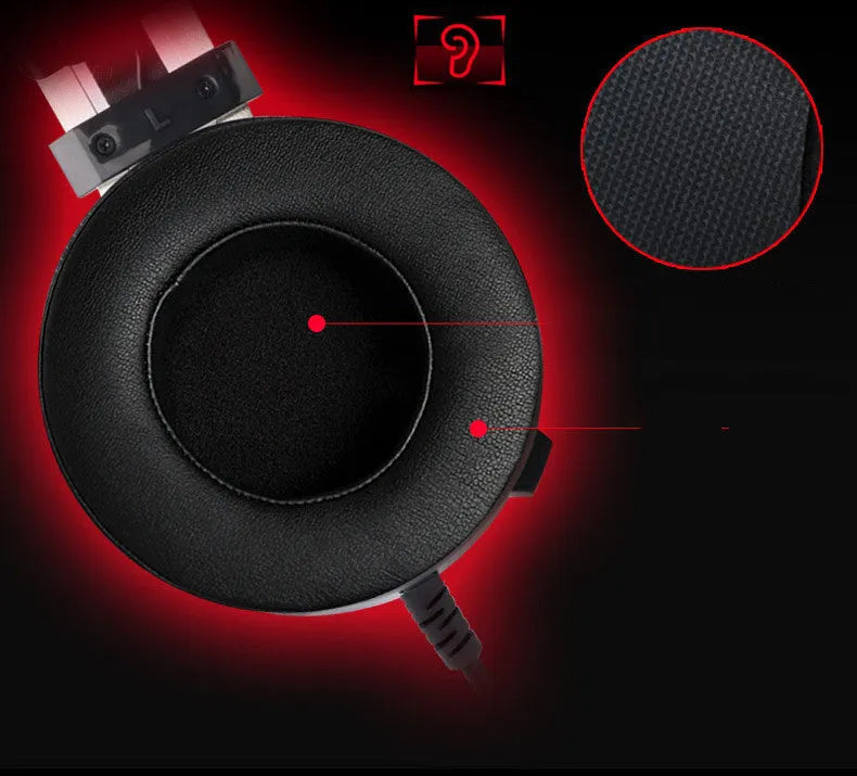 Black wired computer gaming headset with 3.5mm jack and 2 metre cable