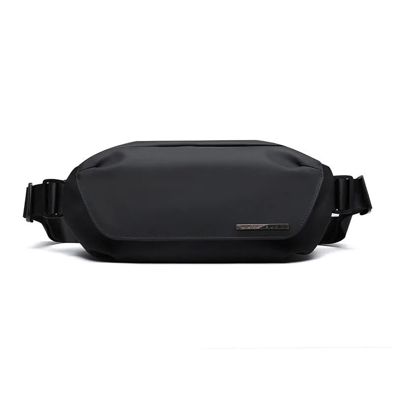 Black Oxford cloth men's messenger bag with crossbody strap and street style design