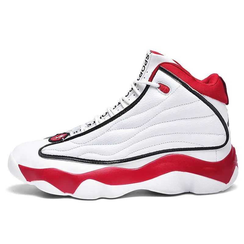 Men's high-top basketball sneakers in AJ13 colour options with mesh upper and rubber sole.