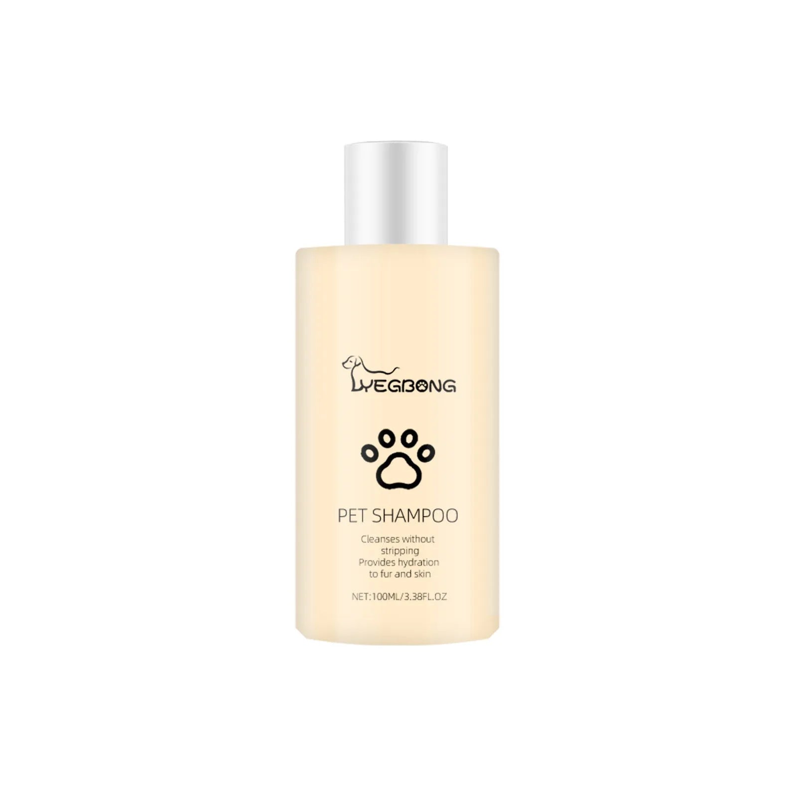 Mild pet shampoo bottle for dogs and cats in 100ml and 300ml sizes