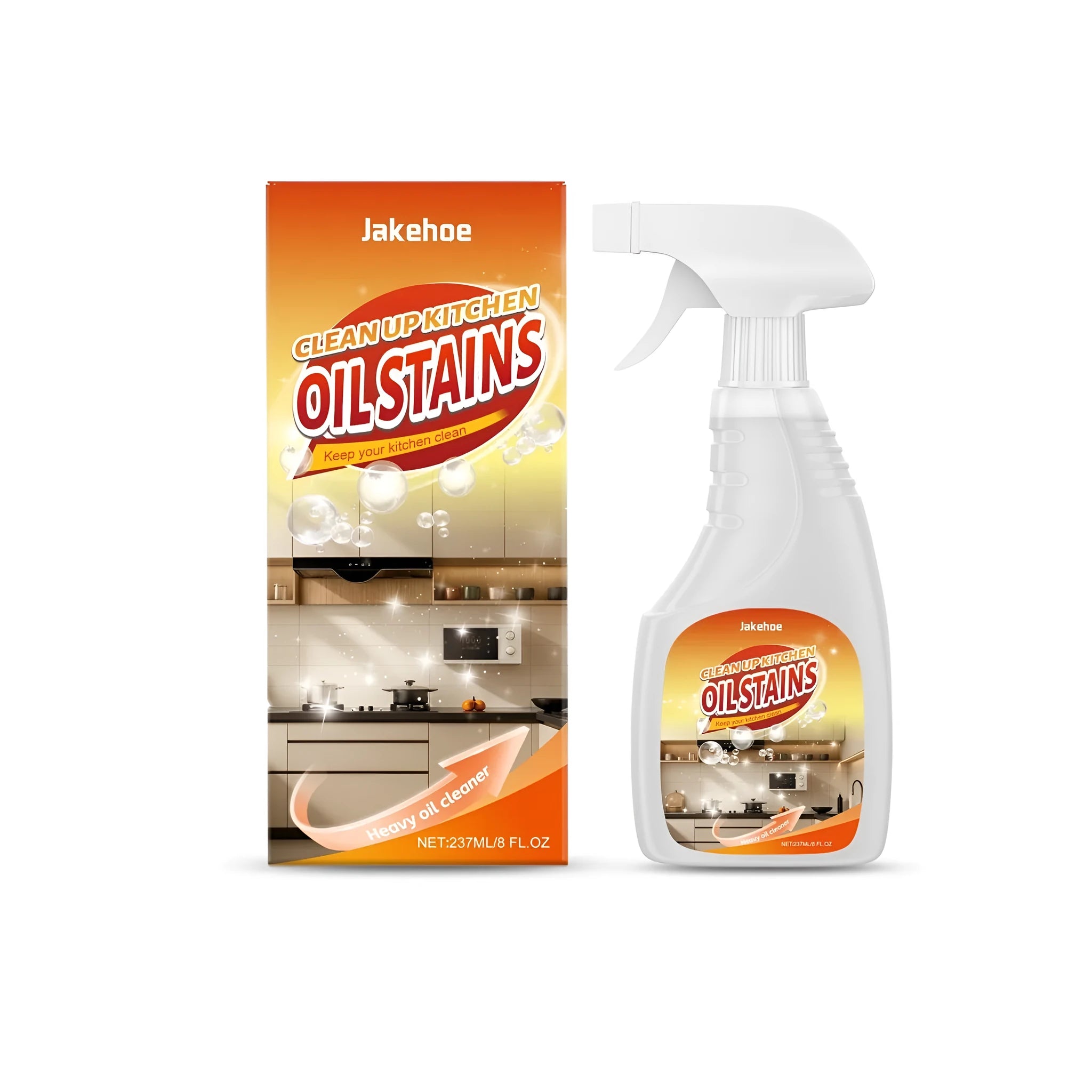 237ml bottle of heavy oil cleaner for kitchen grease removal.